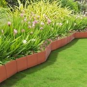 Garden Edging Stone Border-Decorative Flower Bed Fence for Landscaping-Plastic Trim Set of