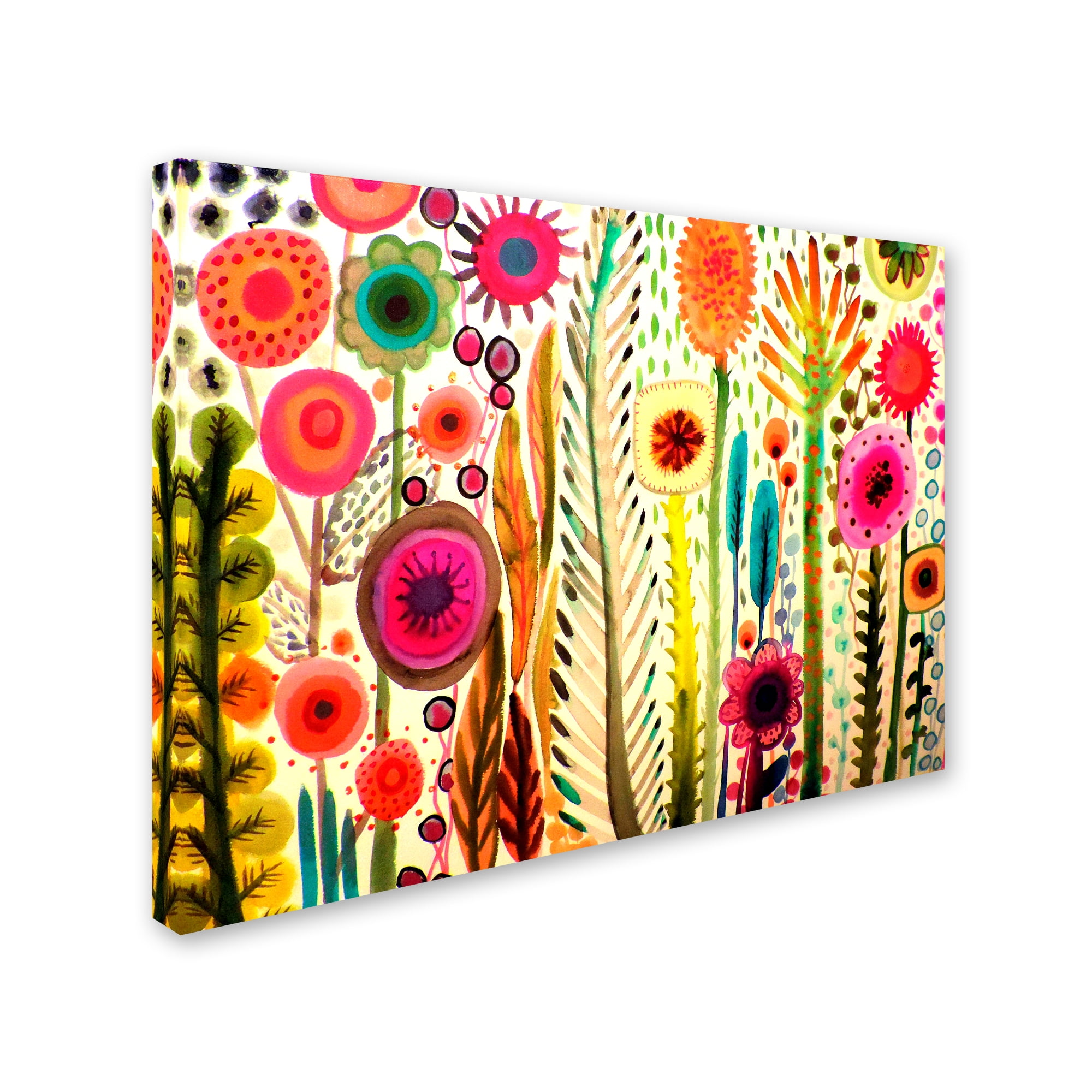 Bright Multicolor Floral Canvas Art in Large Rectangular Frame