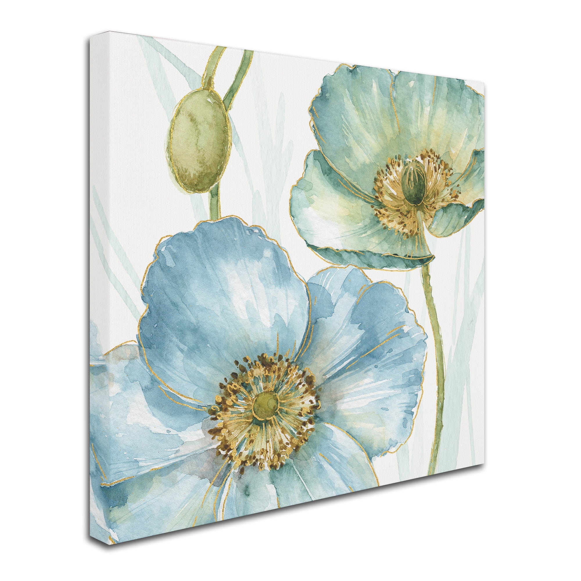 Lisa Audit Blue and Green Floral Canvas Art, 24'' x 24''