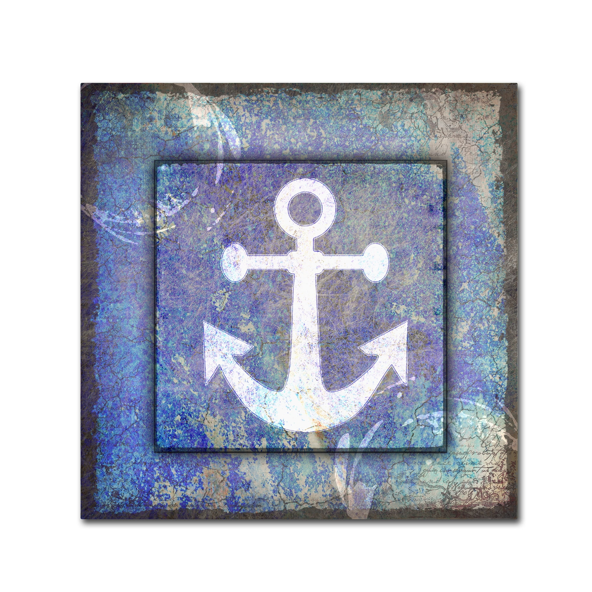 Coastal Blue and White Anchor Canvas Wall Art