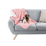 PETMAKER 30x40-Inch Reversible Sherpa Fleece Waterproof Dog Blanket (Pink)