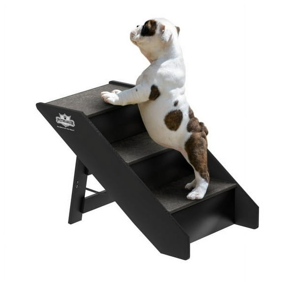 PETMAKER Foldable Nonslip Carpeted Pet Stairs with 3-Step Design (Gray)