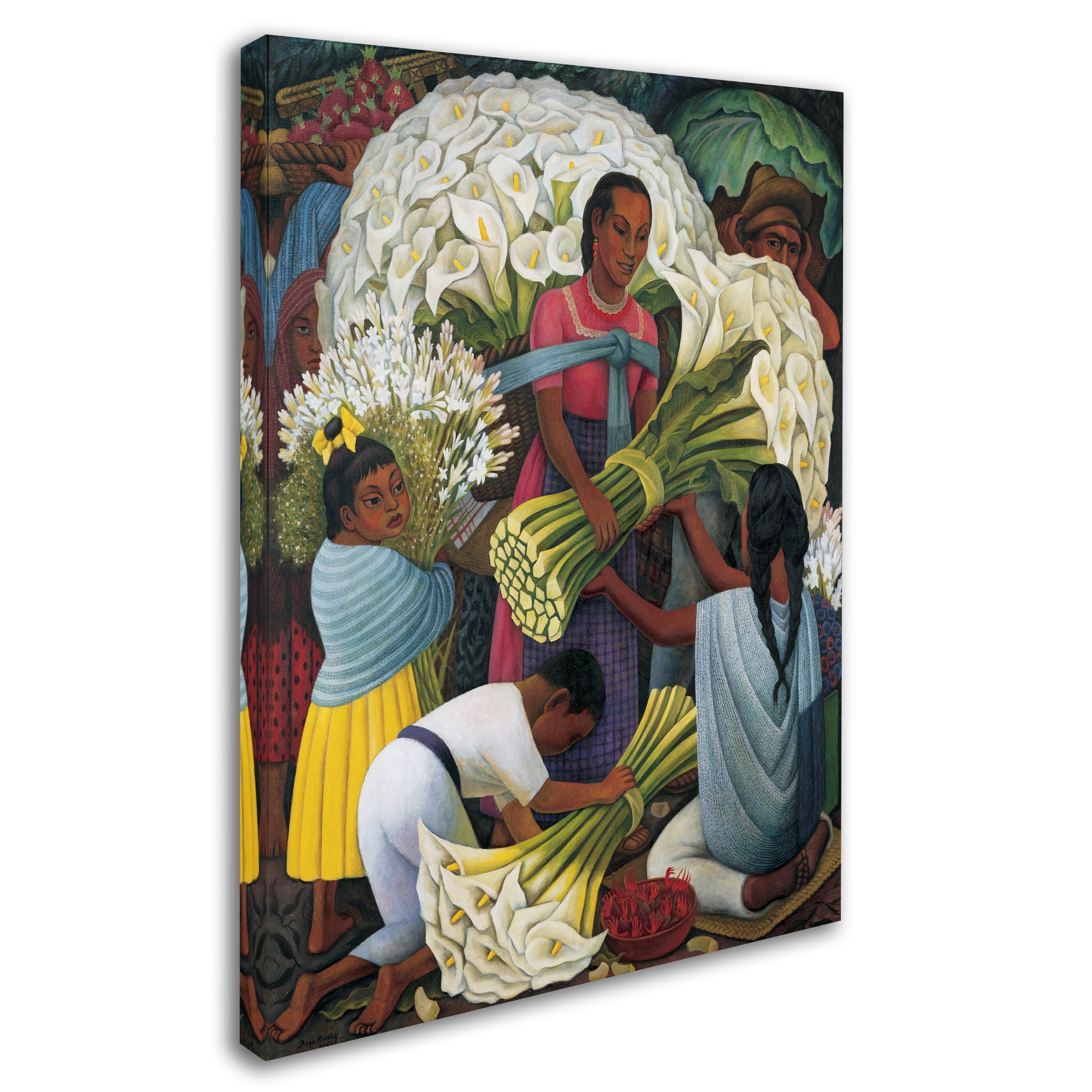 Diego Rivera 'The Flower Vendor' Colorful Canvas Art Print