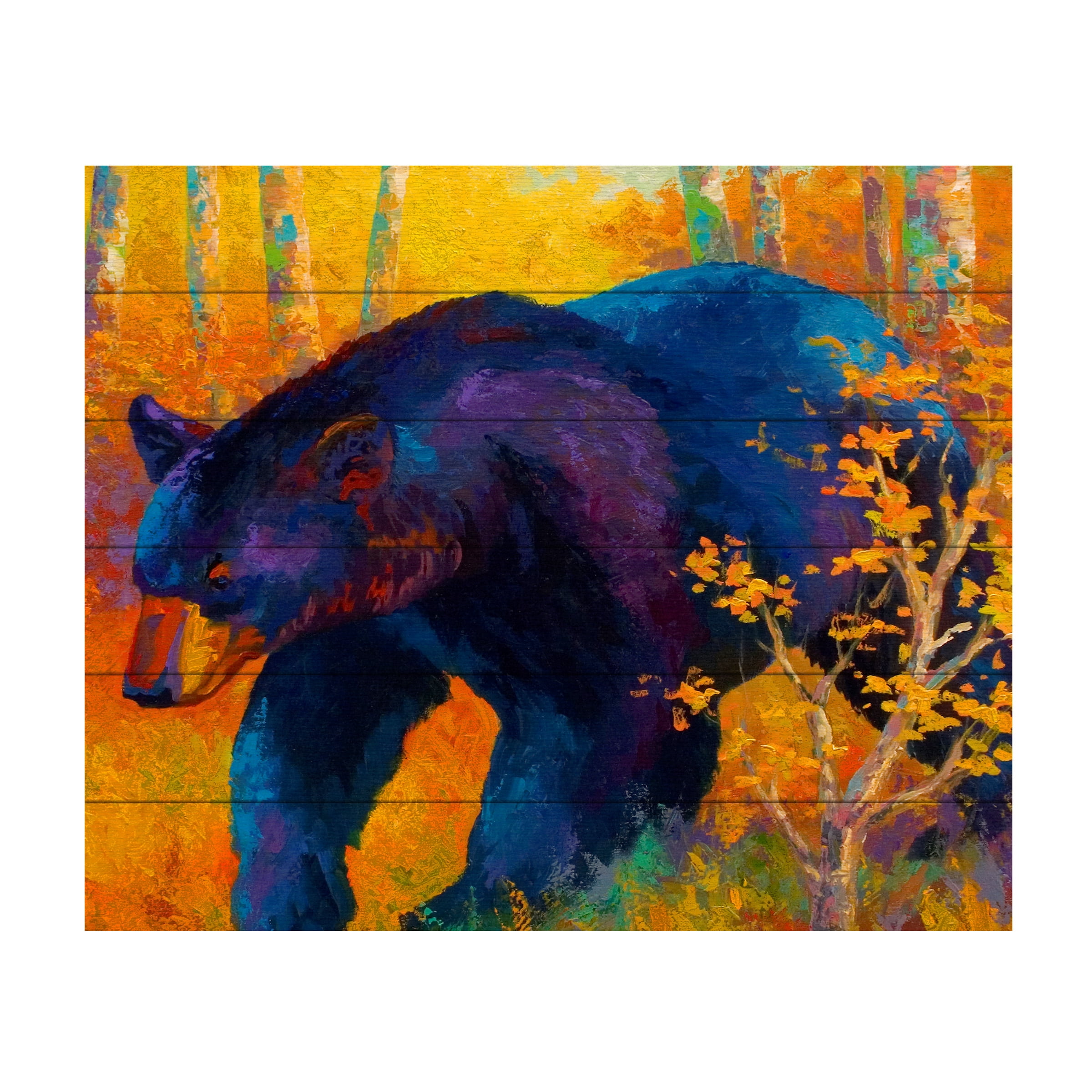 Marion Rose 'In To Spring Black Bear' Wood Slat Art