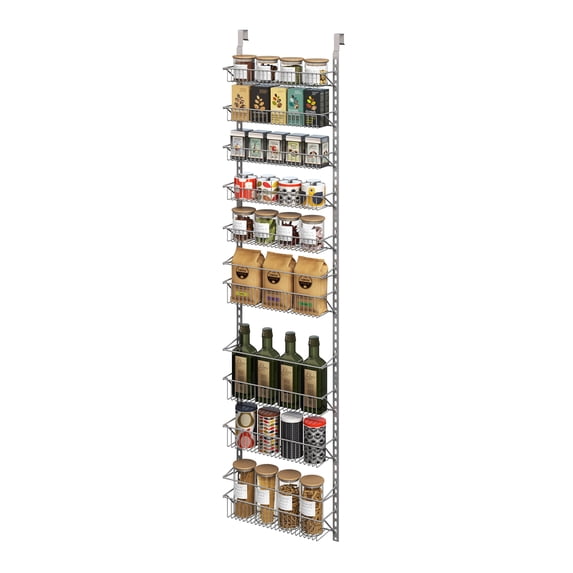 Home-Complete 9-Tier Over Door Organizer with Adjustable Shelves, Platinum