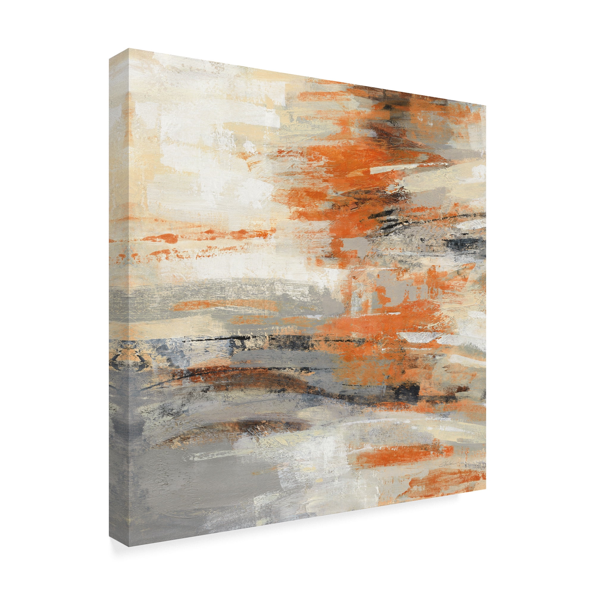 Golden Dust Crop Orange Abstract Canvas Art in 24x24 Frame