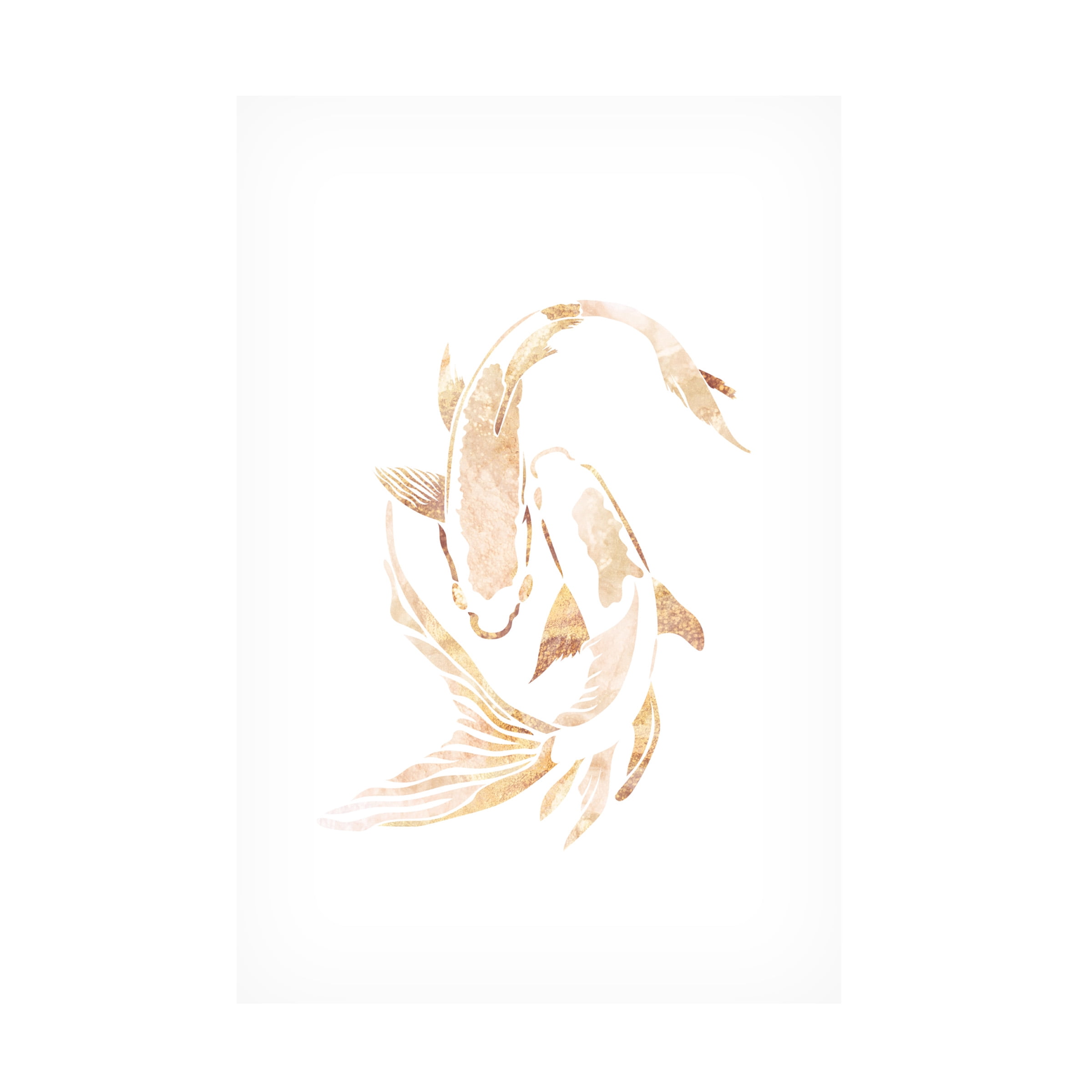 Trademark Fine Art Sarah Manovski  Gold White Japan Koi Fish Canvas Wall Art - 30x47