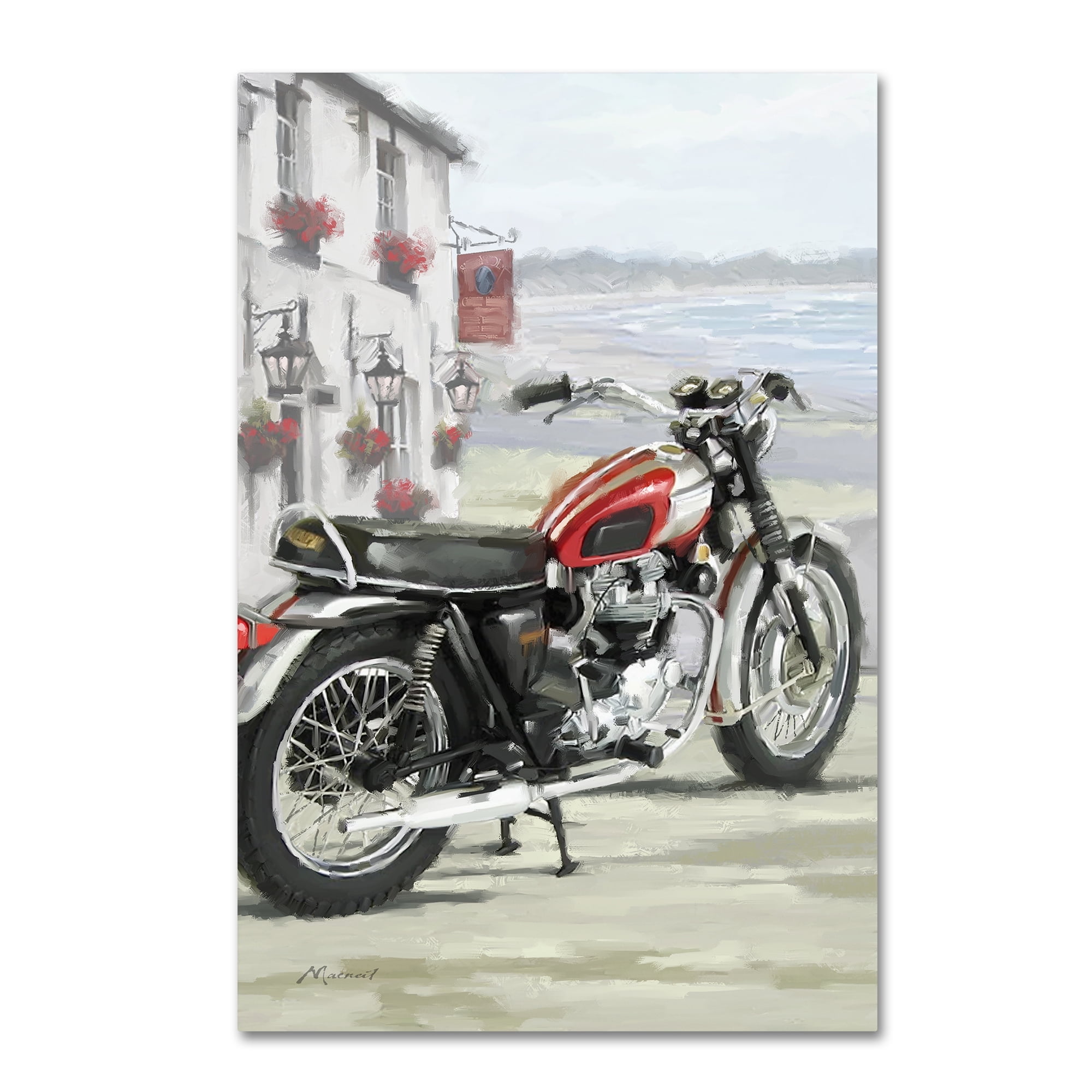 Vintage Red and Black Motorbike Canvas Art