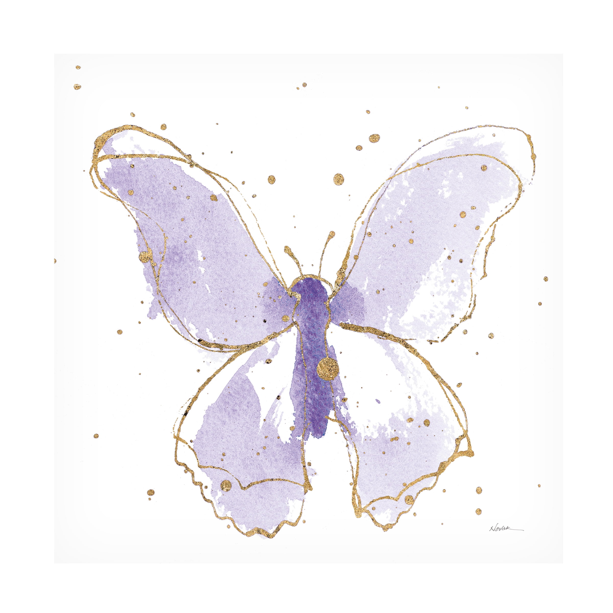 Shirley Novak 'Gilded Butterflies Ii Lavender' Canvas Art