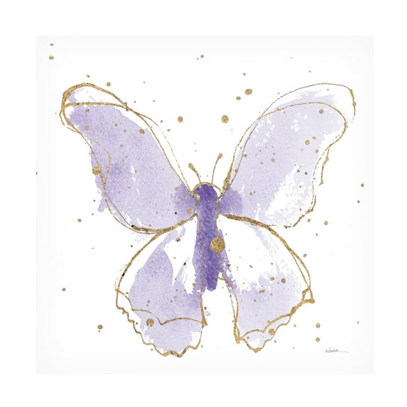 Shirley Novak 'Gilded Butterflies Ii Lavender' Canvas Art