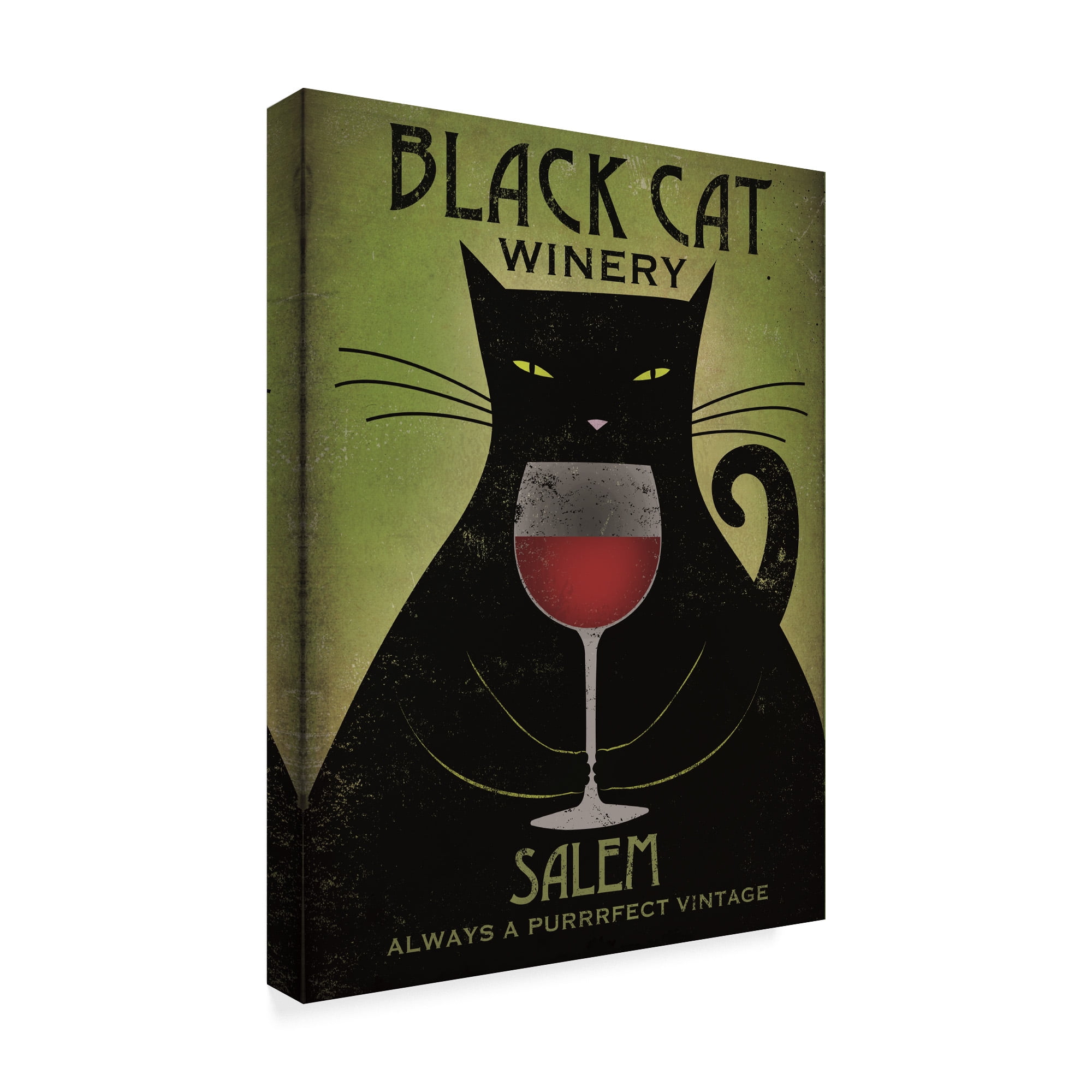 Black Cat Winery Salem Green Canvas Art with Floater Frame