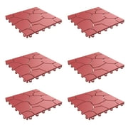 Pure Garden 6-Pack Polypropylene Interlocking Deck Tiles for Outdoors (Red)