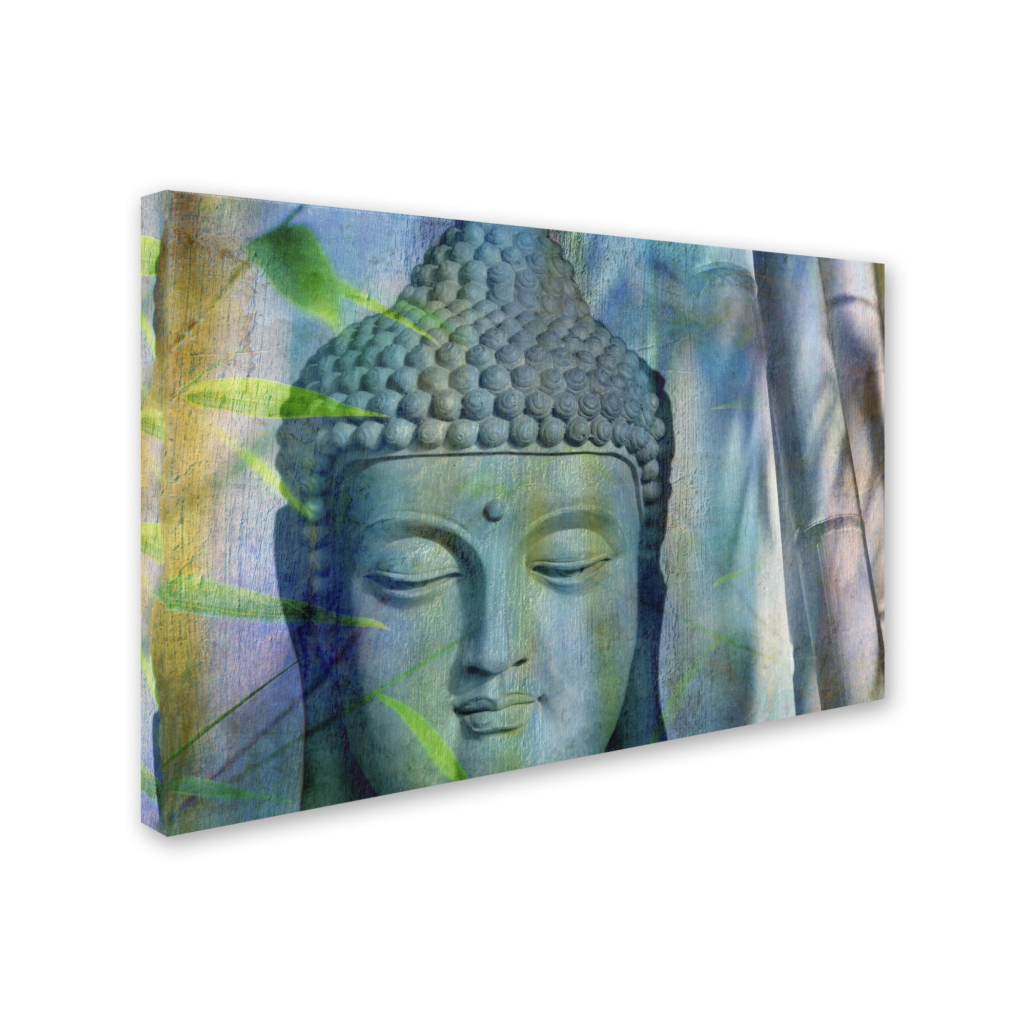Abstract Buddha with Bamboo Framed Canvas Art - 16x24