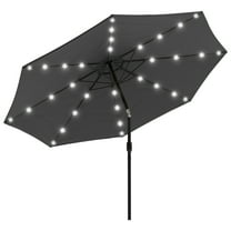 Pure Garden 10 ft Patio Umbrella with LED Solar Lights and UV 30 , Gray