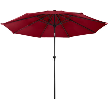 Pure Garden 10FT Patio Umbrella with Auto Tilt and Vented Canopy (Red)