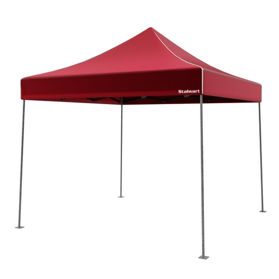 Stalwart 10x10 ft Pop Up Canopy Tent - UPF30 Beach Tent Sun Shelter, Red