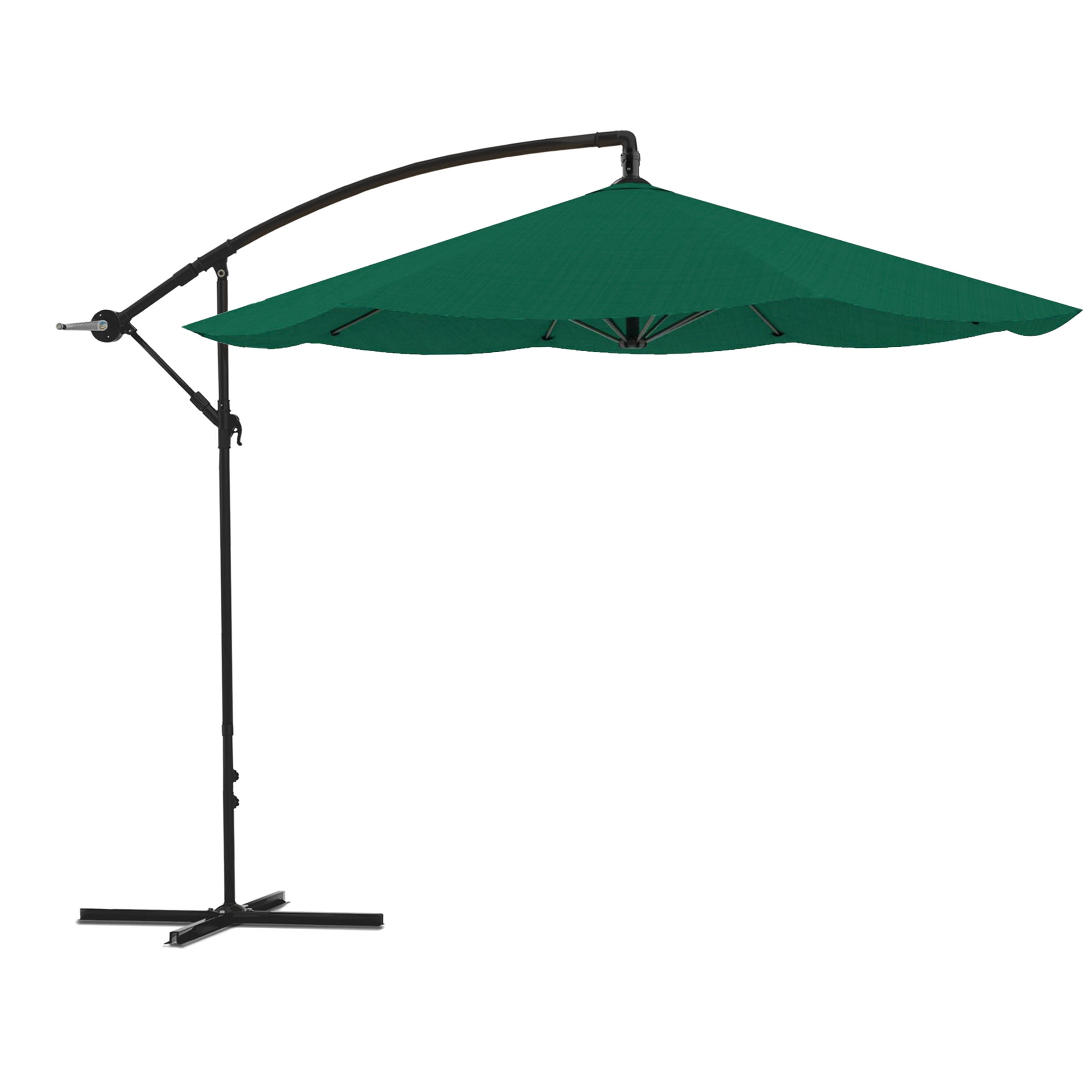 Pure Garden 10-Foot Offset Patio Umbrella with Crank and Base (Hunter Green)