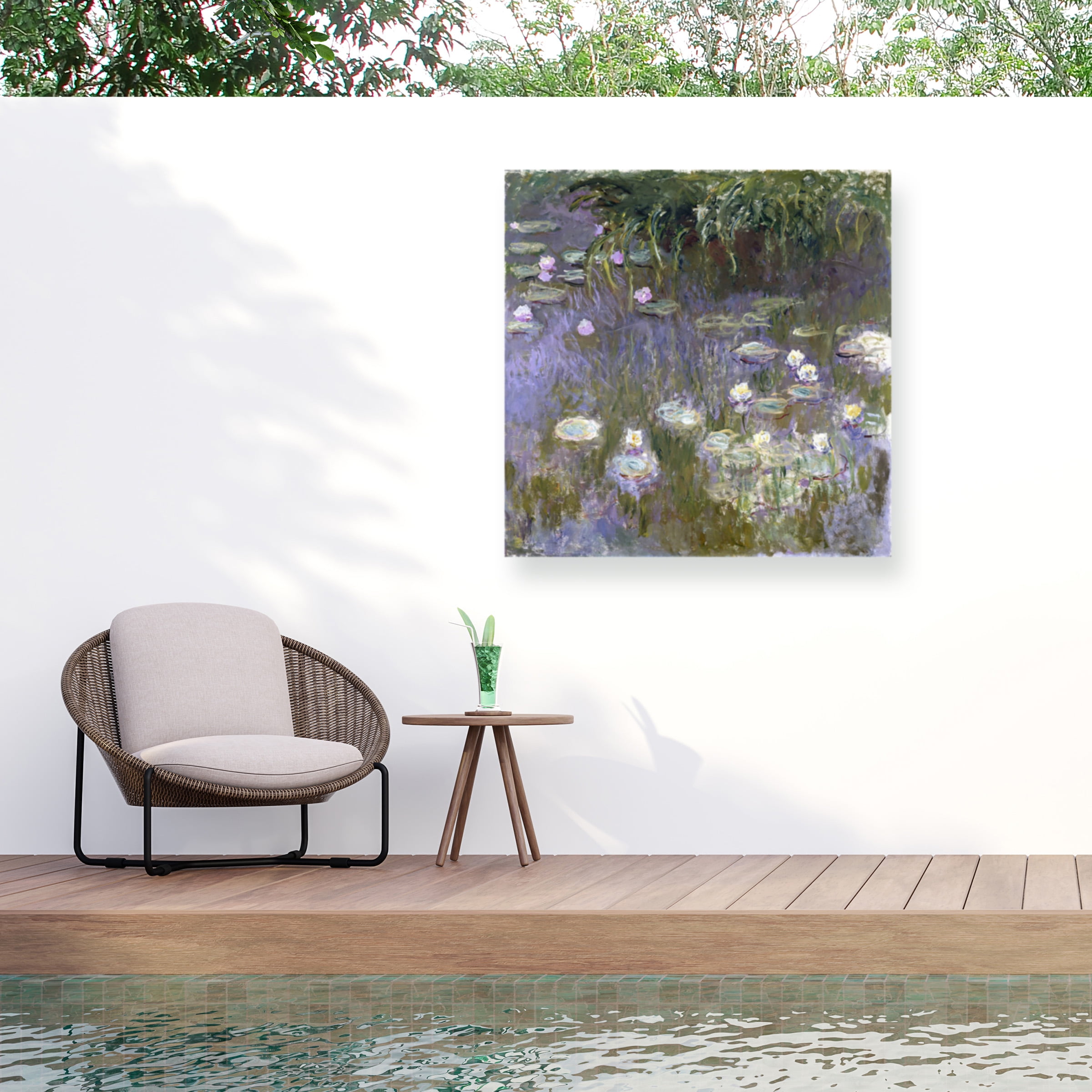 Monet Water Lilies 35x35 Aluminum Frame Outdoor Canvas