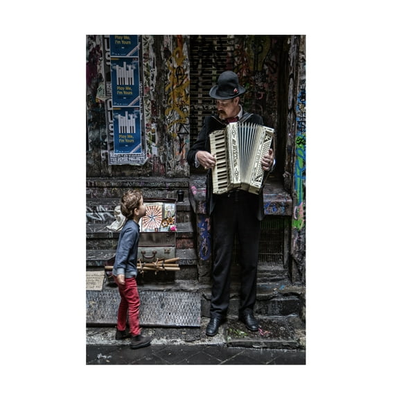 Vince Russell 'The Busker And The Boy' Canvas Art
