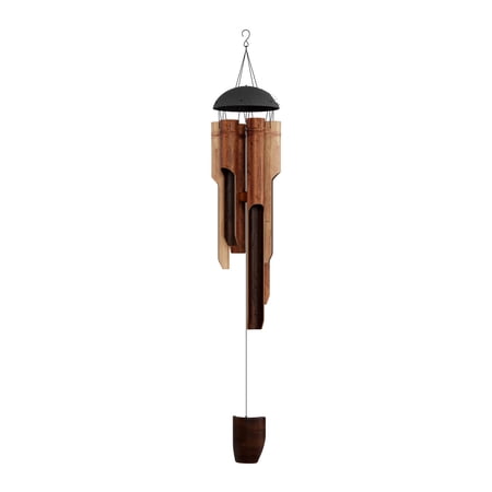 Pure Garden 38-Inch Handcrafted Wood Bamboo Wind Chimes for Patios (Brown)