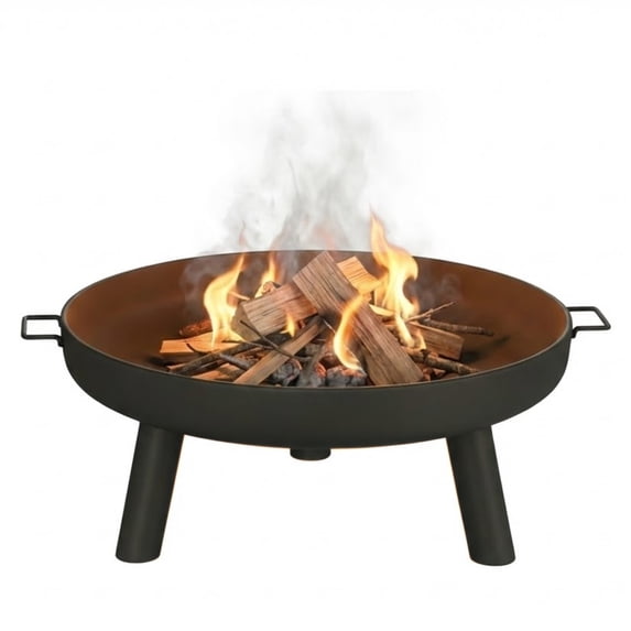 Pure Garden 27.5-Inch Outdoor Wood Burning Fire Pit with Handles (Black)