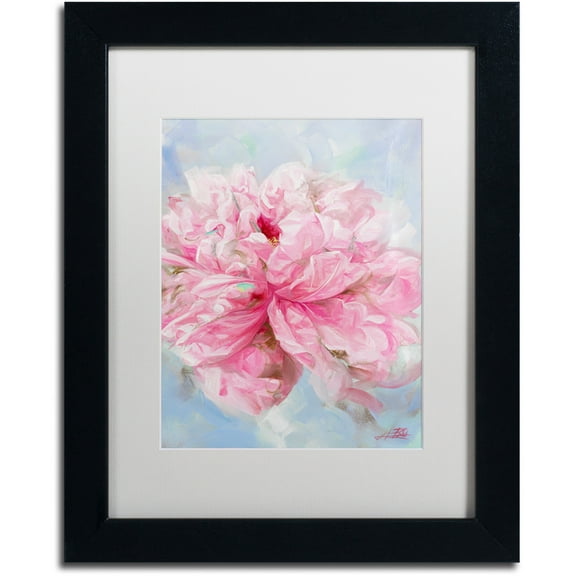 Li Bo 'Pink Peonie II' Matted Framed Art