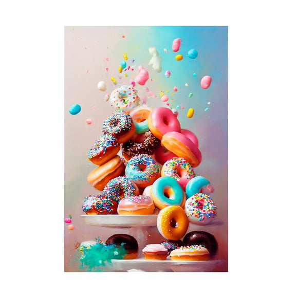 Canvas Wall Art - Treechild 'Donuts!' Wall Art for Living Room, Bedroom, or Office Décor by Trademark Fine Art - 16 x 24 Inches - 16x24