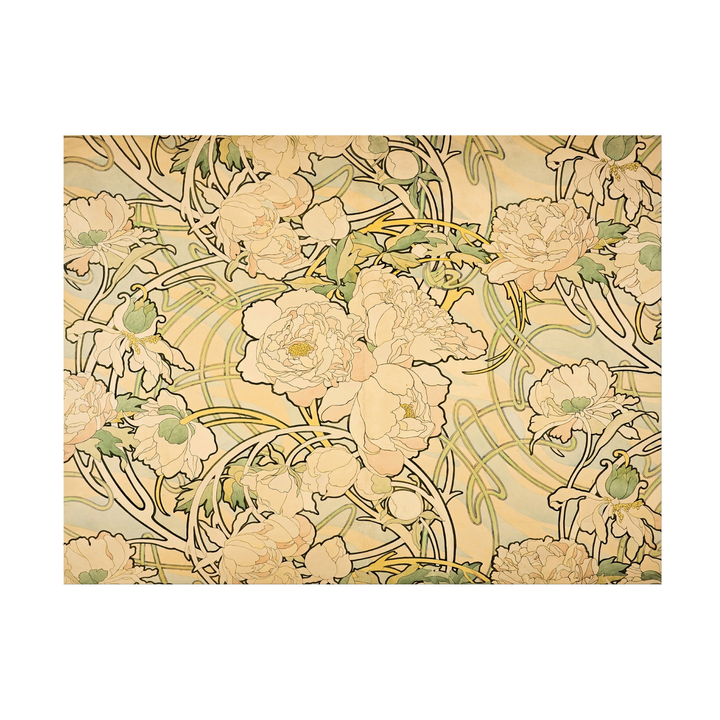 Trademark Fine Art Alphonse Mucha Peonies Canvas Wall Art - 35x47