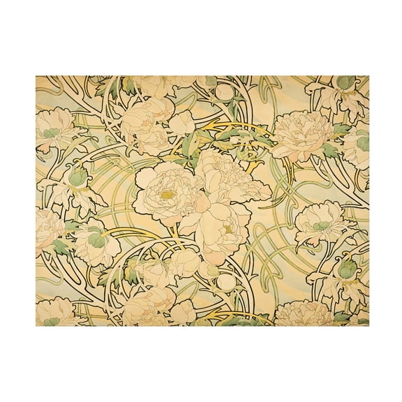 Trademark Fine Art Alphonse Mucha Peonies Canvas Wall Art - 14x19