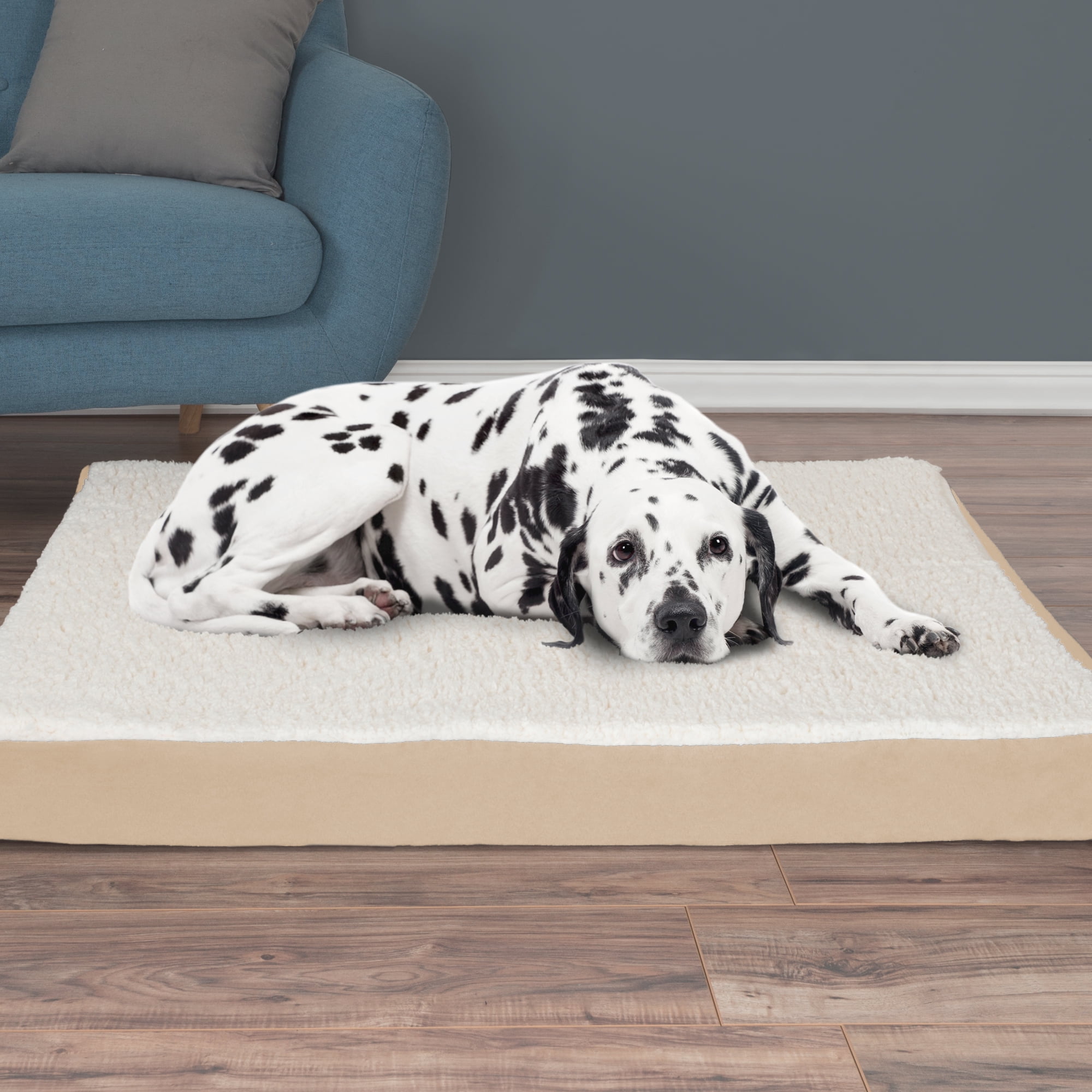 PETMAKER Orthopedic Large 2-in-1 Memory Foam Dog Bed with Non-Slip Bottom Cover, Tan
