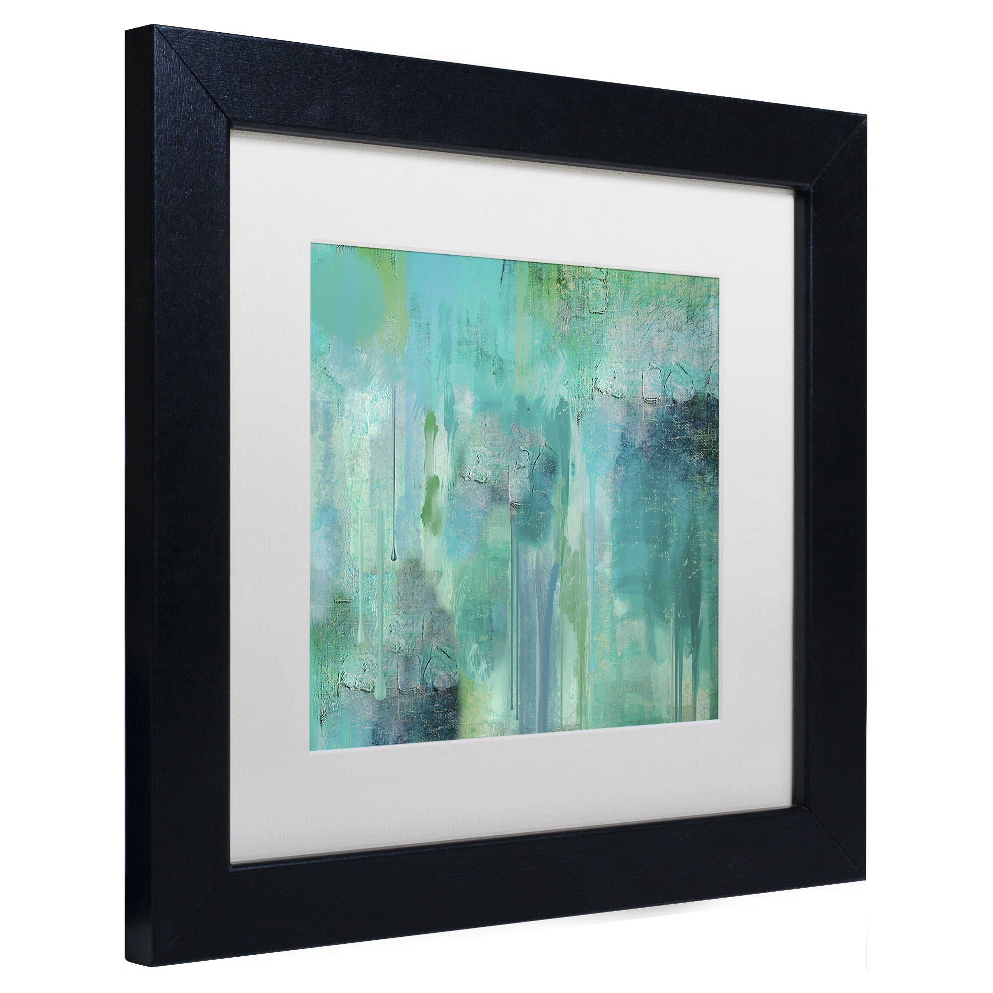 Aqua Circumstance II Abstract Canvas Print with Black Frame