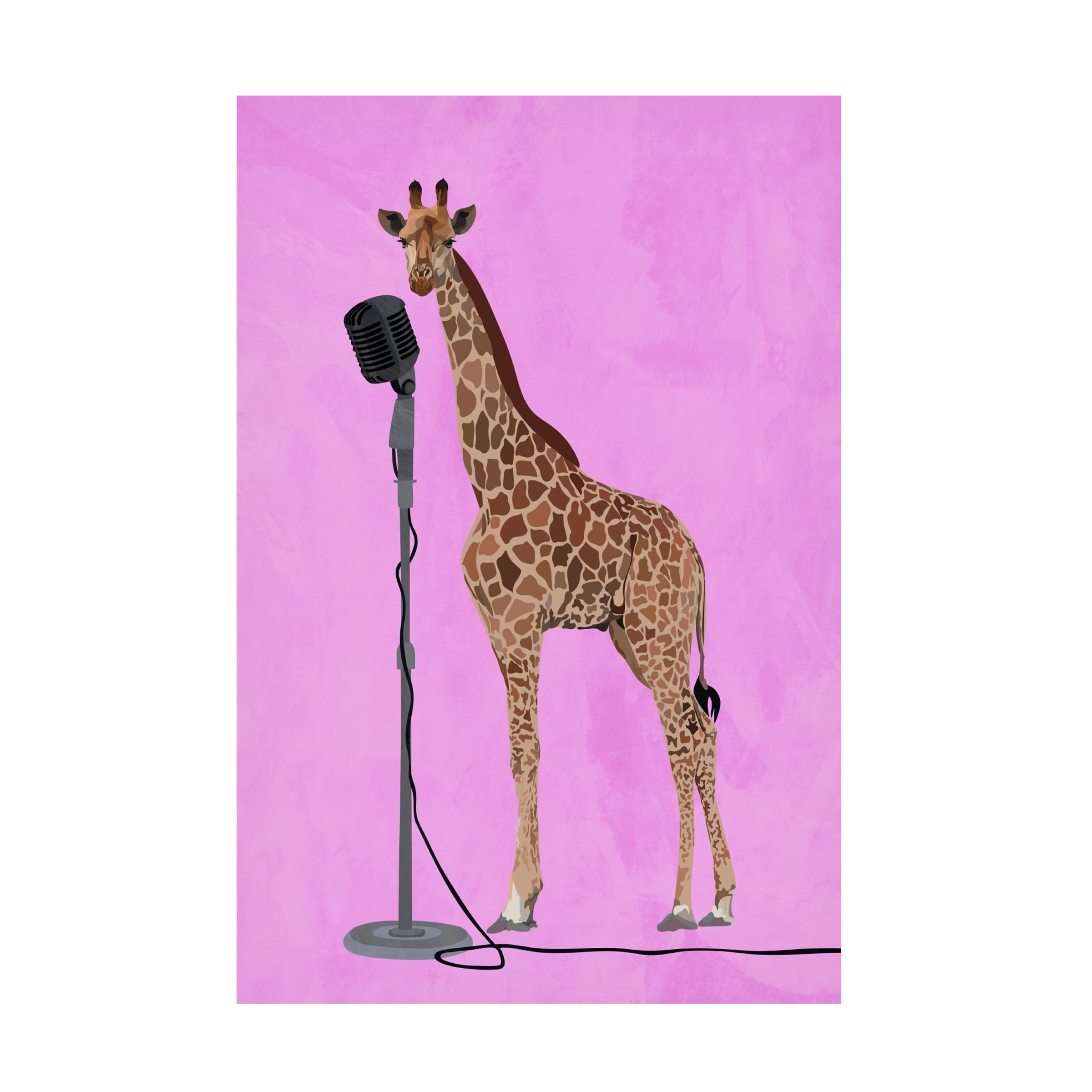 Sarah Manovski 'Giraffe Microphone Pink 01' Canvas Art