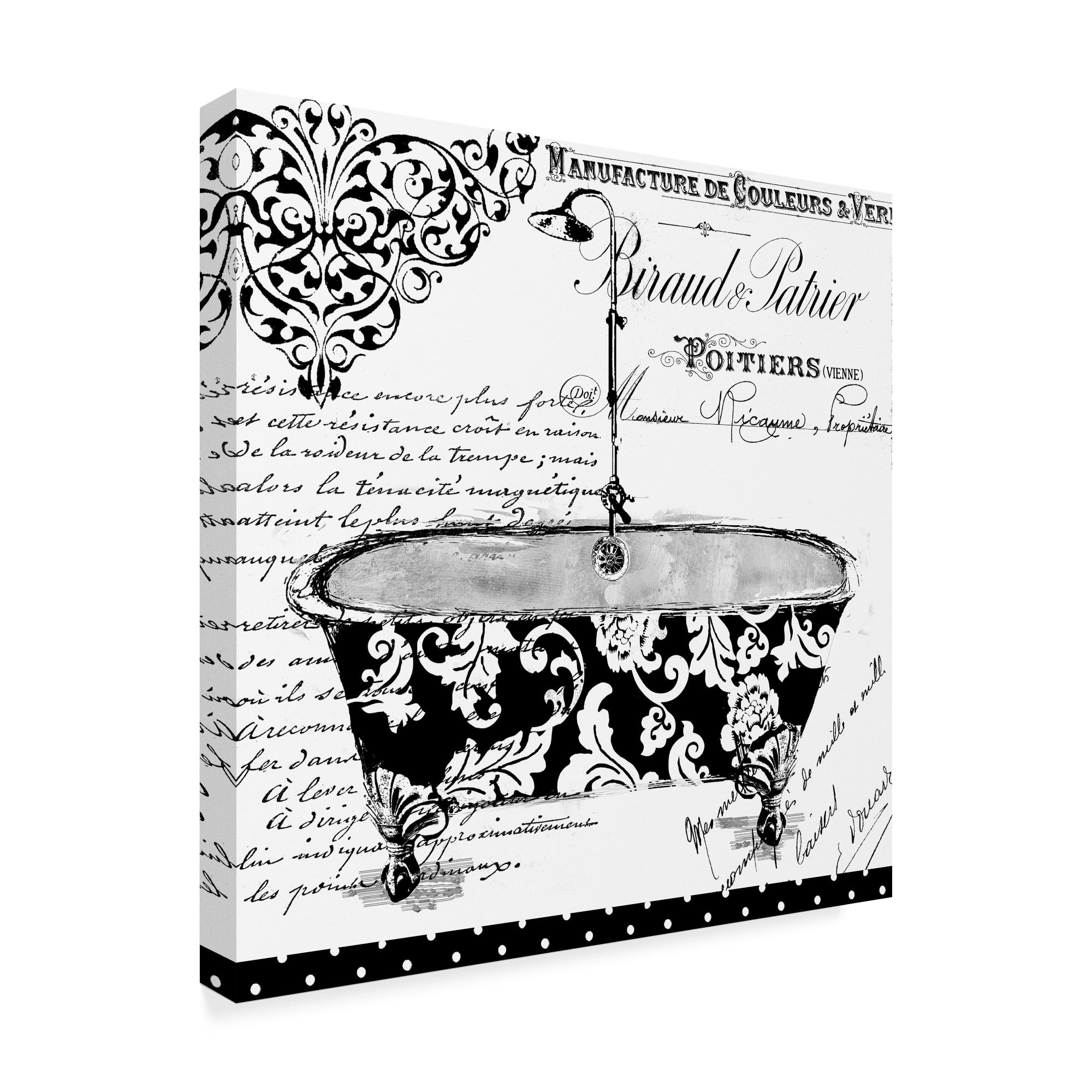 Black and White Decorative Tub Canvas Art, 25" x 20"