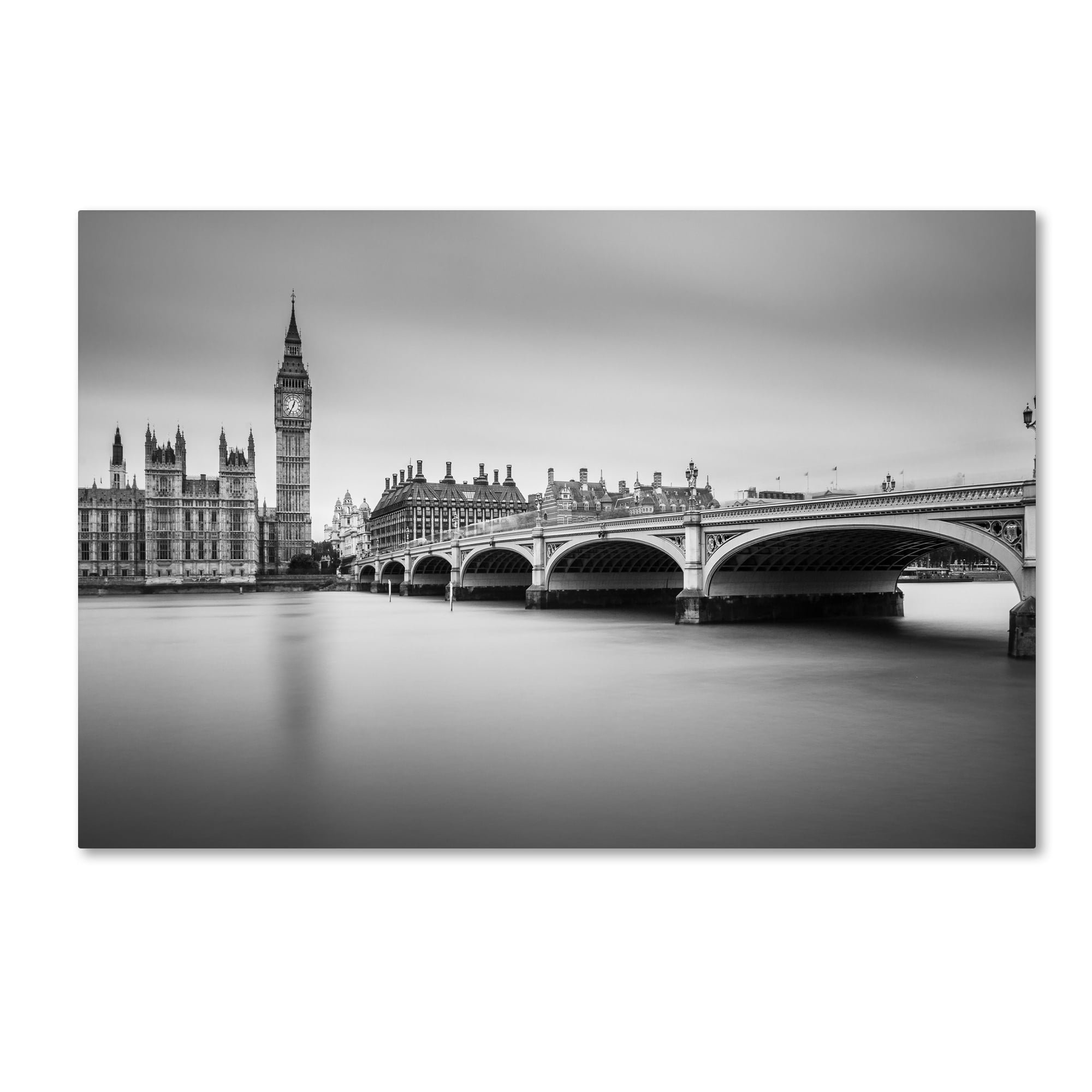 London Cityscape Black and White Canvas Art by Milan Jurek