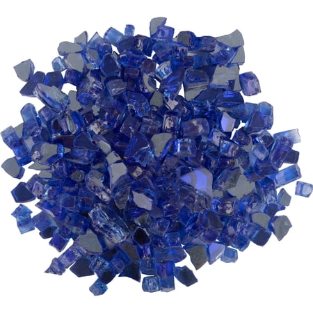 Pure Garden 10lbs Fire Pit Glass - 1/2-Inch Glass Rocks, Cobalt Blue
