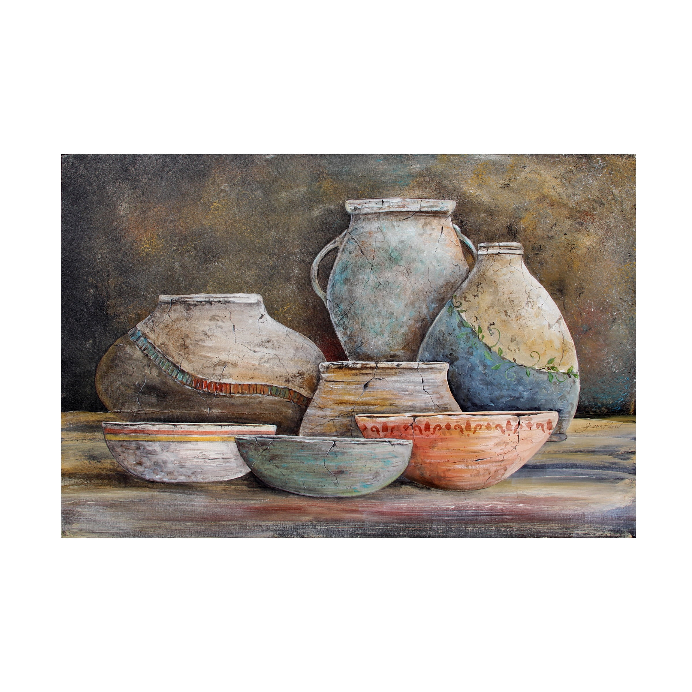 Trademark Fine Art Jean Plout Clay Pottery Still Life 1 Canvas Wall Art - 16x24