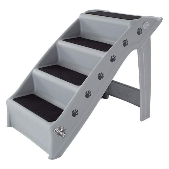 PETMAKER 4-Step Dog Stairs - Small Pet Steps for Home or Travel (Gray)