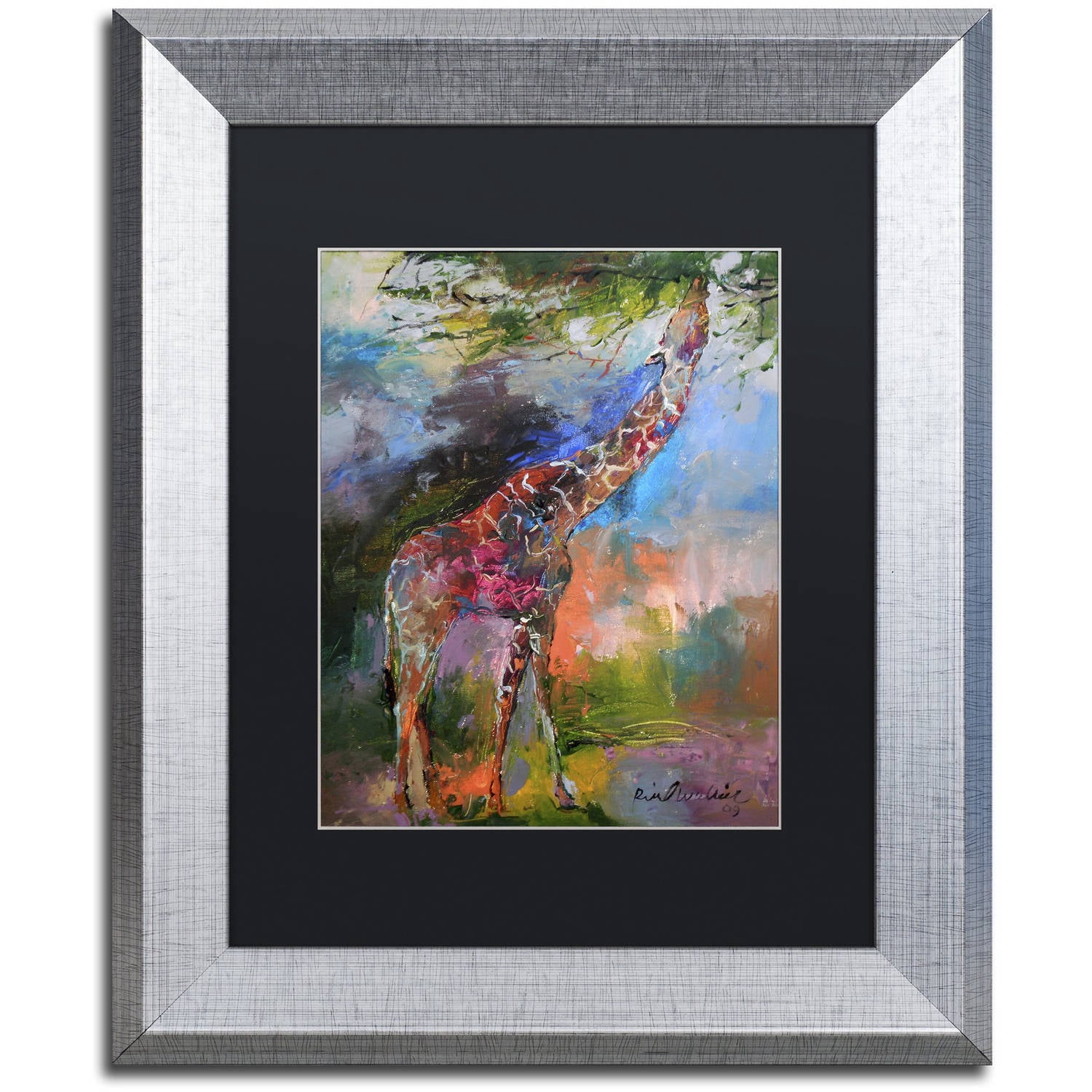 Richard Wallich 'Giraffe' Black Matted Framed Art