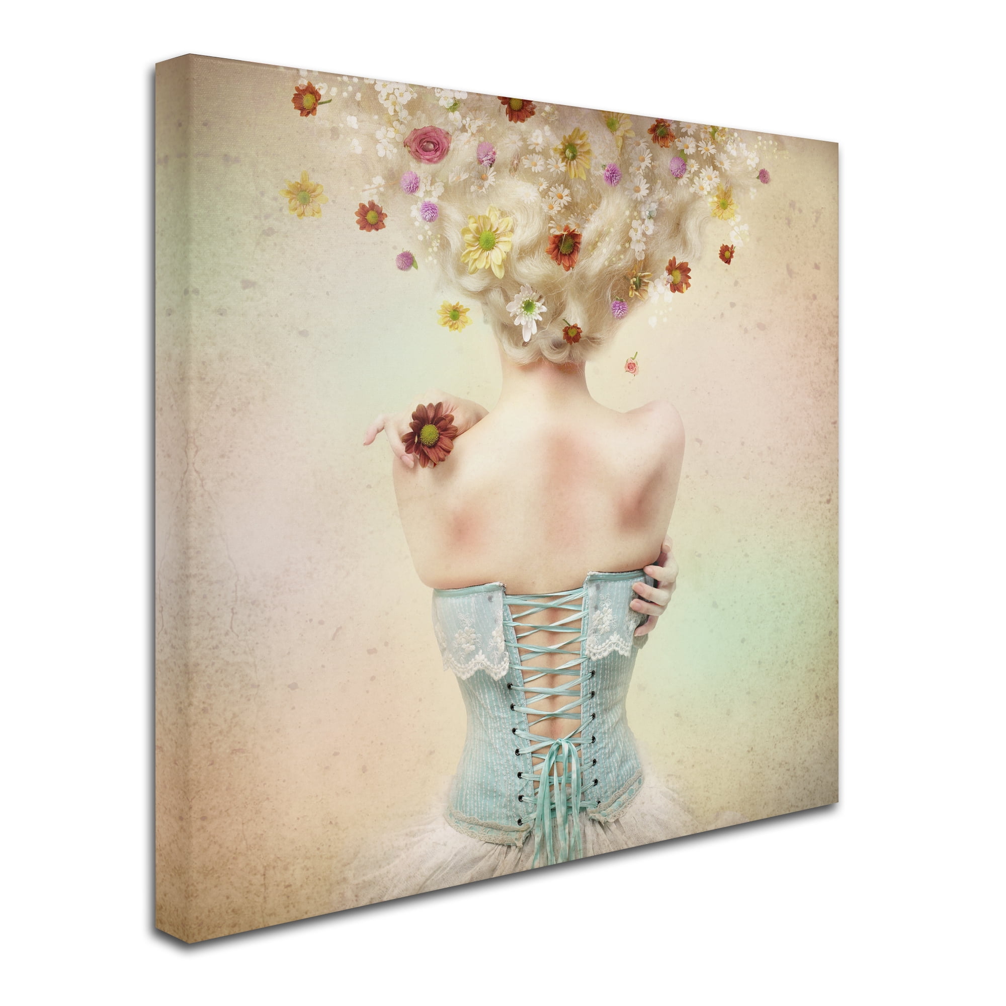Girl of the Flower Garden Photography Canvas Art in Pastel Colors