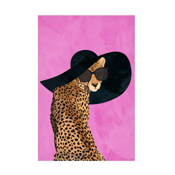 Sarah Manovski 'Cheetah Hat Pink' Canvas Art