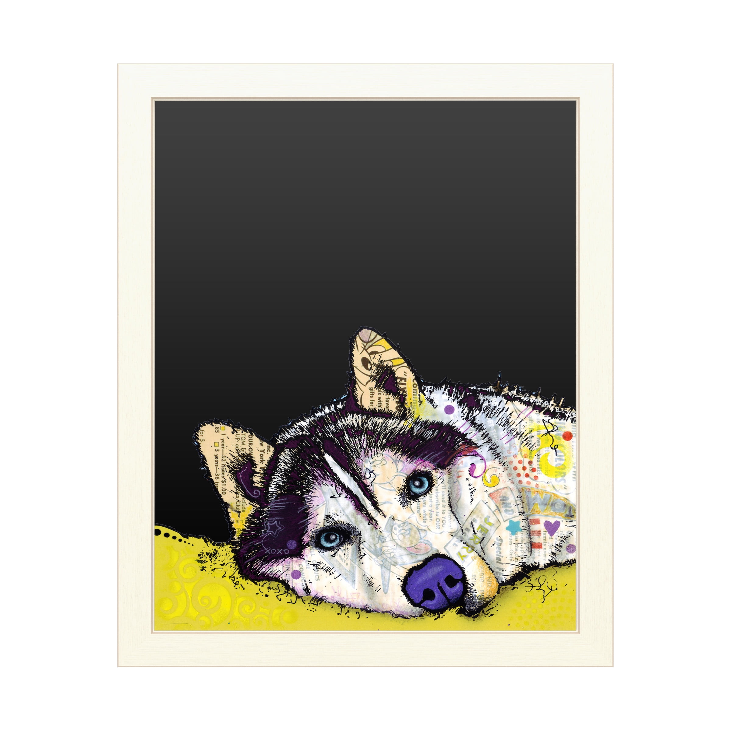 Functional Chalkboard with Printed Artwork - Dean Russo 'Siberian Husky II' Chalk Board Wa