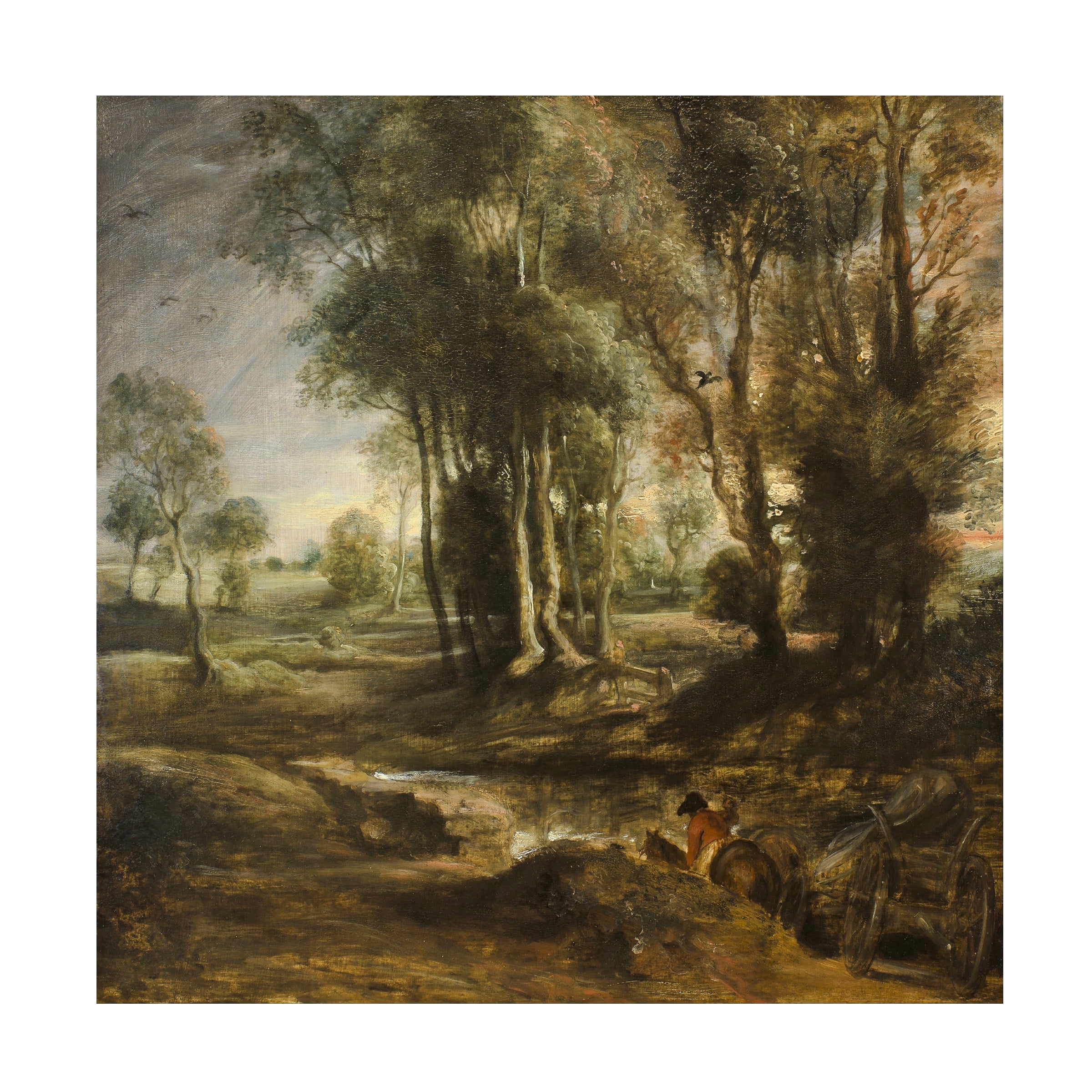 Peter Paul Rubens 'Evening Landscape With Timber Wagon' Canvas Art