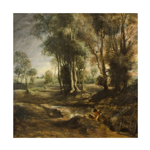 Peter Paul Rubens 'Evening Landscape With Timber Wagon' Canvas Art