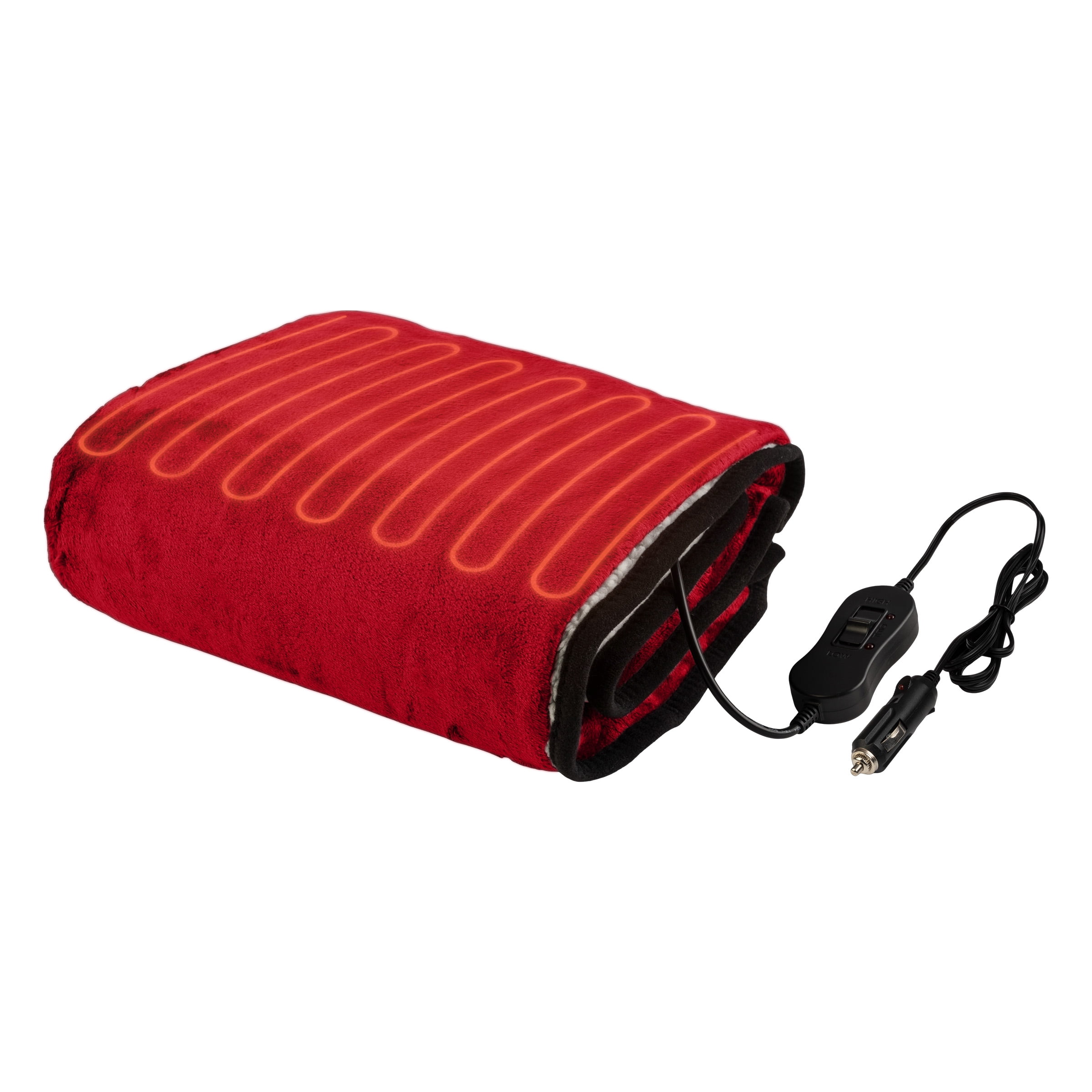Stalwart Heated Blanket - 12V Car Blanket for Travel or Tailgating, Red