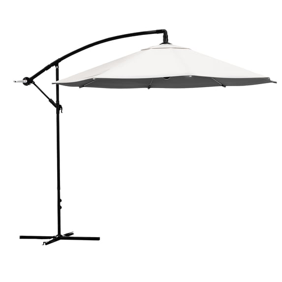 Pure Garden 10-Foot Offset Patio Umbrella with Crank and Base (Cream)