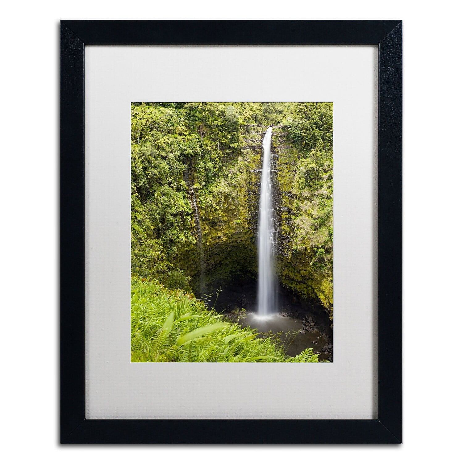 Akaka Falls Green Landscape Framed Canvas Print