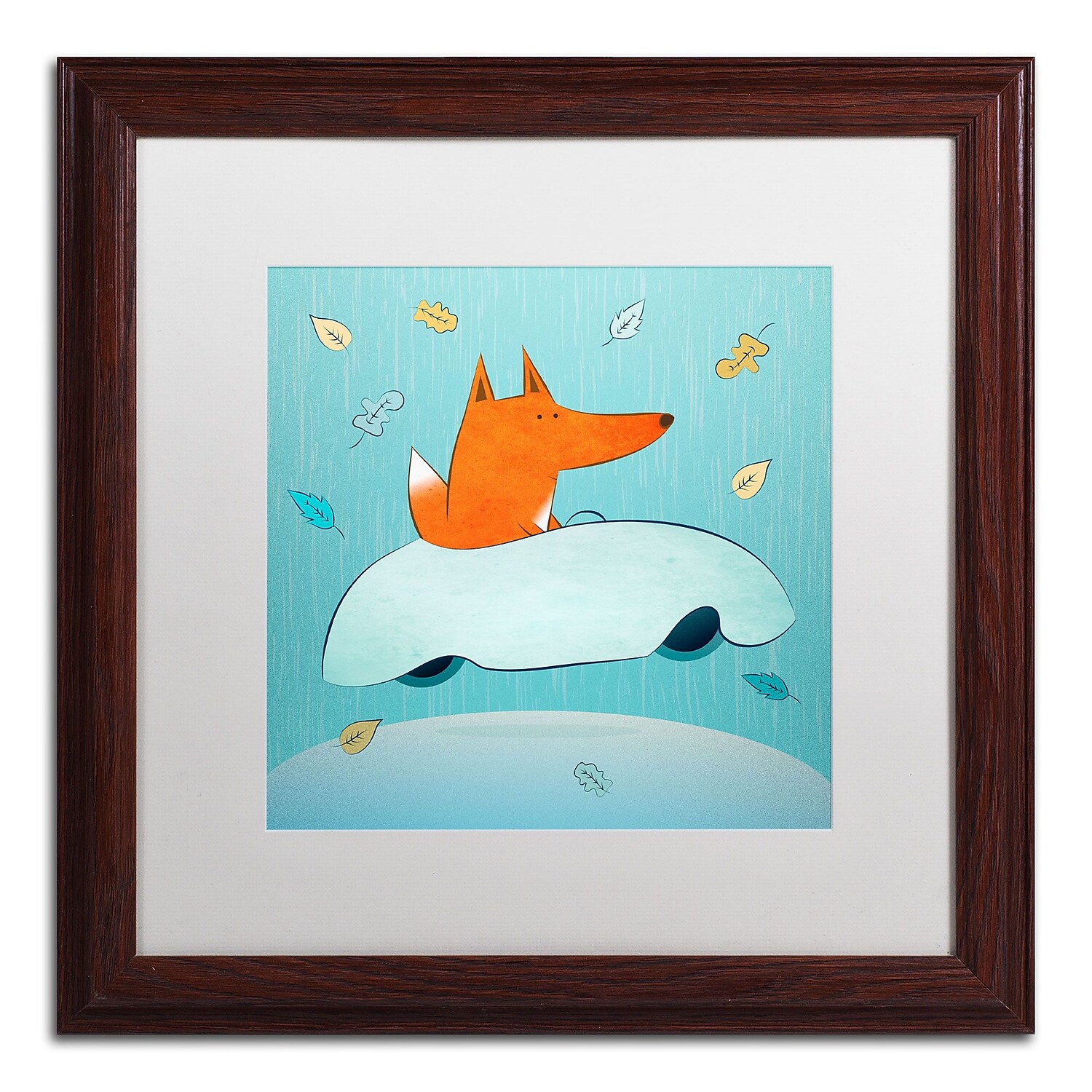 Carla Martell 'Fox in Car' Matted Framed Art