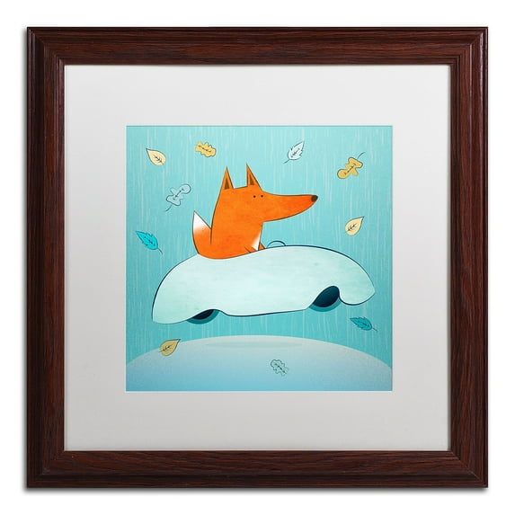 Carla Martell 'Fox in Car' Matted Framed Art