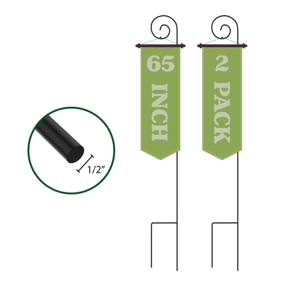 Pure Garden Set of 2 Shepherd Hooks for Flower Gardens and Patios (Black)