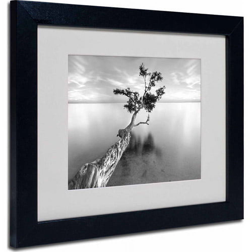 Matted art under acrylic in a black frame